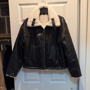 Levi’s Reversible Black Faux Leather Sherpa Collar Jacket